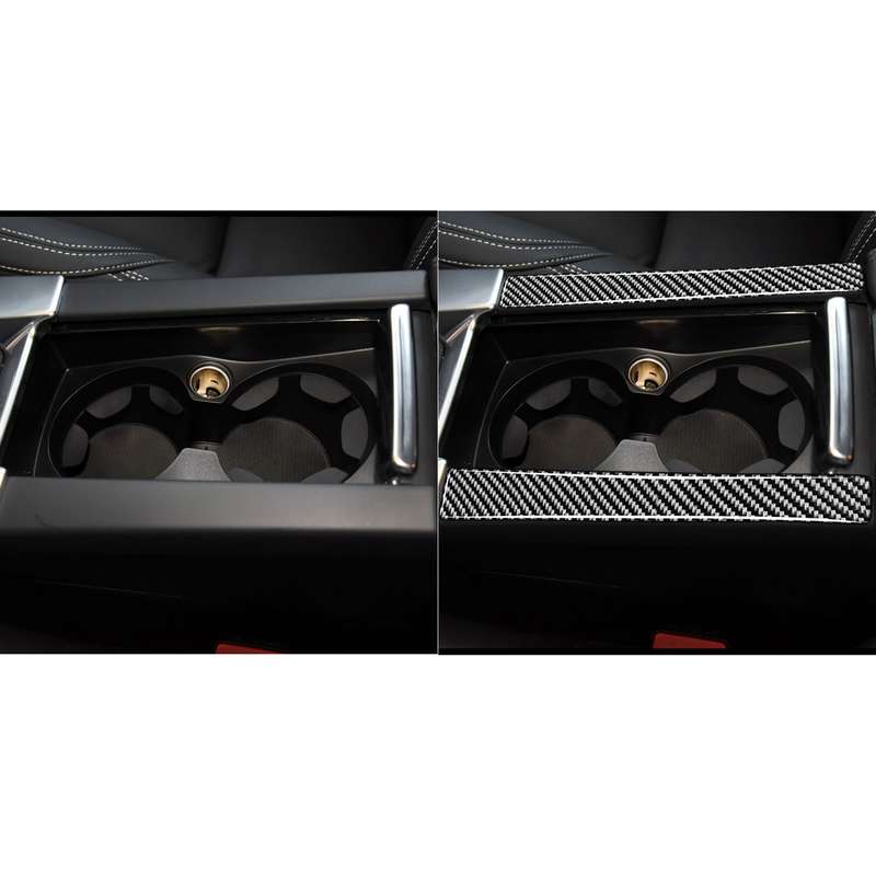 Car Carbon Fiber Armrest Cup Holder Decorative Stickers for Volvo V60 2010-2017 / S60 2010-2018, Lef