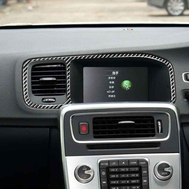 Car Carbon Fiber Navigation Frame Decorative Stickers for Volvo V60 2010-2017 / S60 2010-2018, Right