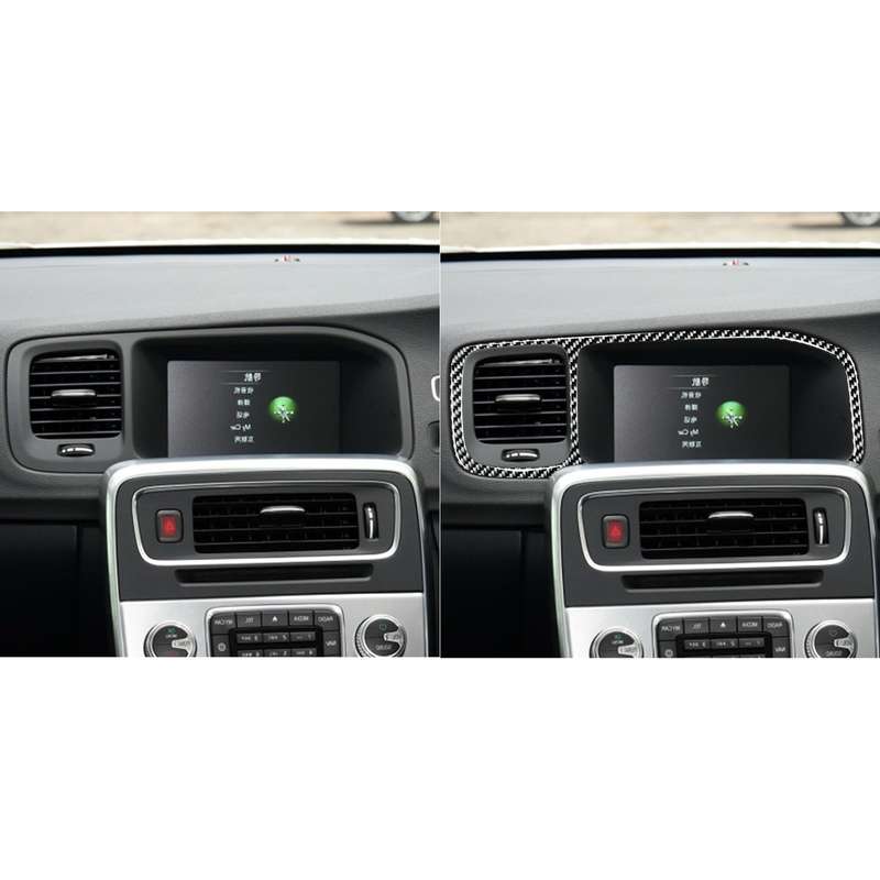 Car Carbon Fiber Navigation Frame Decorative Stickers for Volvo V60 2010-2017 / S60 2010-2018, Right
