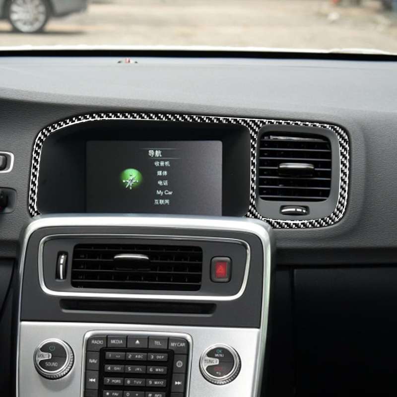 Car Carbon Fiber Navigation Frame Decorative Stickers for Volvo V60 2010-2017 / S60 2010-2018, Left