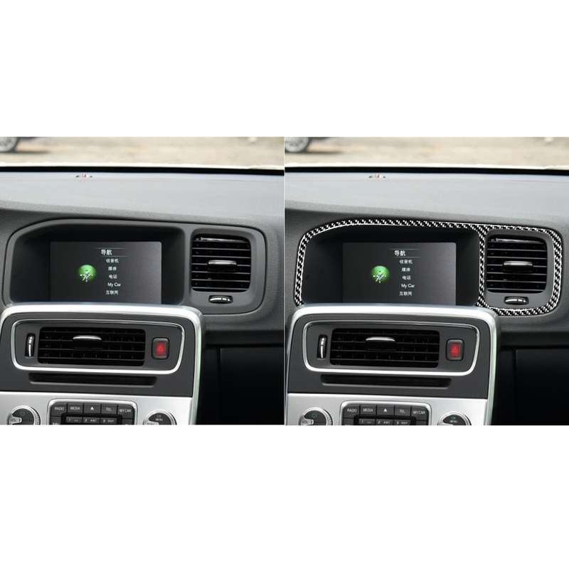 Car Carbon Fiber Navigation Frame Decorative Stickers for Volvo V60 2010-2017 / S60 2010-2018, Left