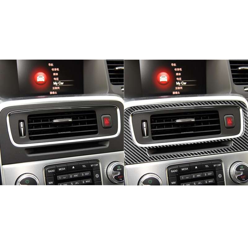 Car Carbon Fiber Central Control Air Outlet Decorative Stickers for Volvo V60 2010-2017 / S60 2010-2