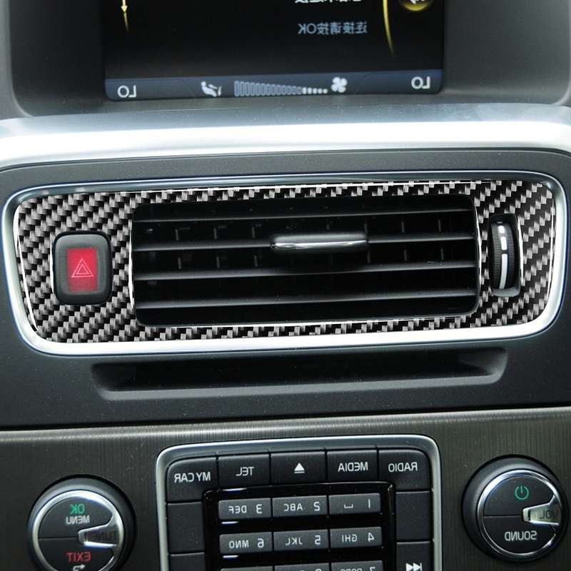 Car Carbon Fiber Central Control Below Air Outlet Decorative Stickers for Volvo V60 2010-2017 / S60