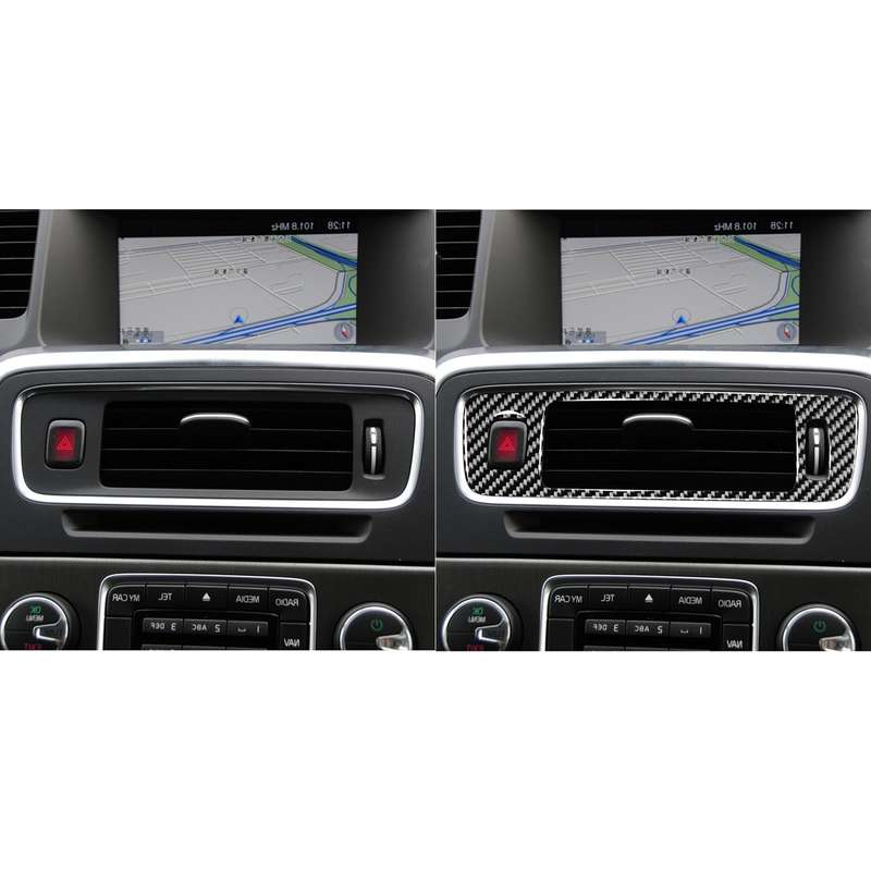 Car Carbon Fiber Central Control Below Air Outlet Decorative Stickers for Volvo V60 2010-2017 / S60