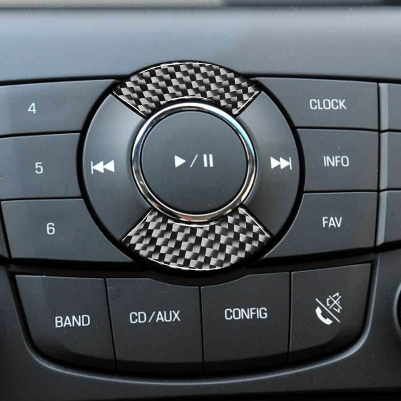 Car Carbon Fiber CD Button Decorative Sticker for Chevrolet Cruze 2009-2015, Left and Right Drive Un