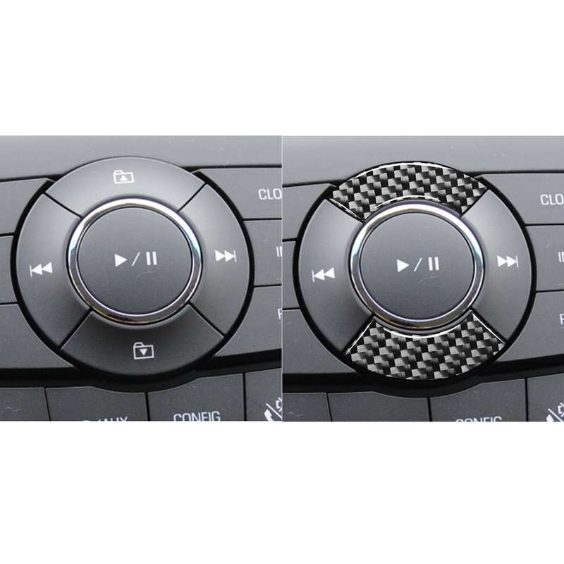 Car Carbon Fiber CD Button Decorative Sticker for Chevrolet Cruze 2009-2015, Left and Right Drive Un
