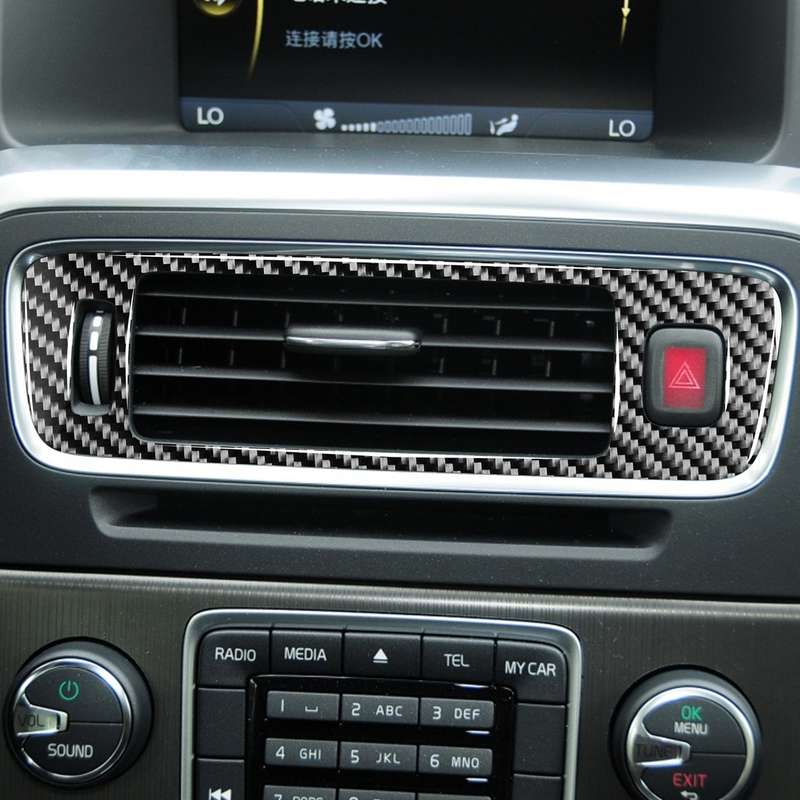Car Carbon Fiber Central Control Below Air Outlet Decorative Stickers for Volvo V60 2010-2017 / S60