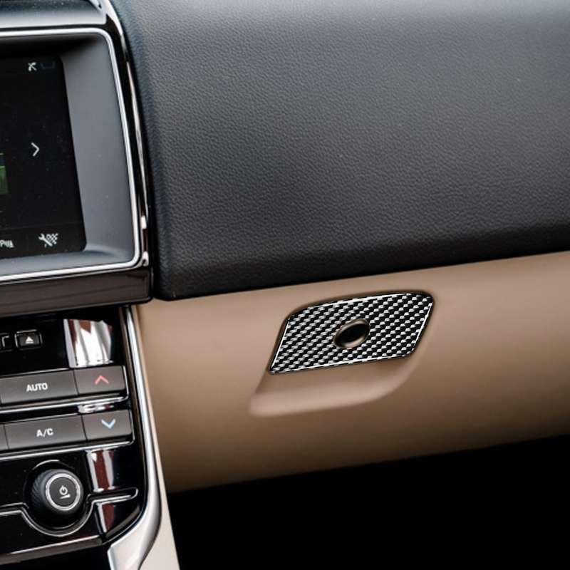 Car Carbon Fiber Front Passenger Seat Storage Box Handle Decorative Stickers for Jaguar F-PACE X761