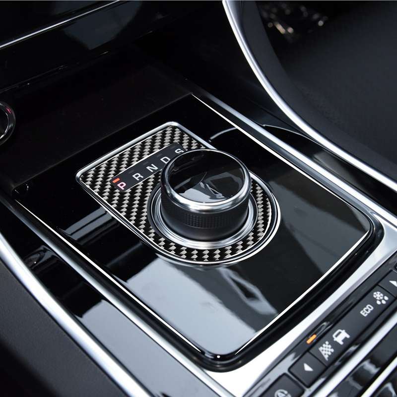 Car Carbon Fiber Gearshift Knob Decorative Stickers for Jaguar F-PACE X761 XE X760 XF X260 XJ 2016-2