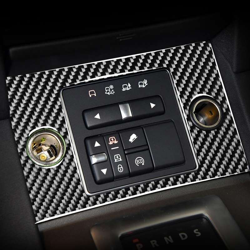 Car Carbon Fiber Cigarette Lighter Panel Decorative Sticker for Land Rover Discovery 4 2010-2016, Le