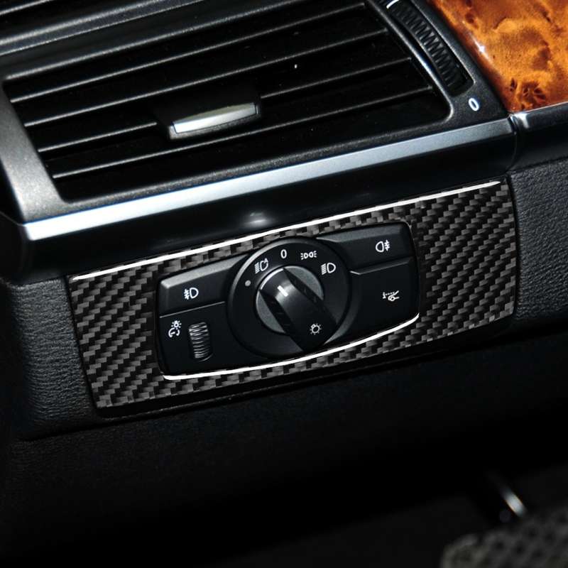 Car Carbon Fiber Solid Color Headlight Decorative Sticker for BMW E70 X5 / E71 X6 2008-2013, Left Dr