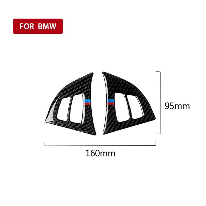 2 in 1 Car Carbon Fiber Tricolor Steering Wheel Buttons Decorative Sticker for BMW E70 X5 2008-2013,