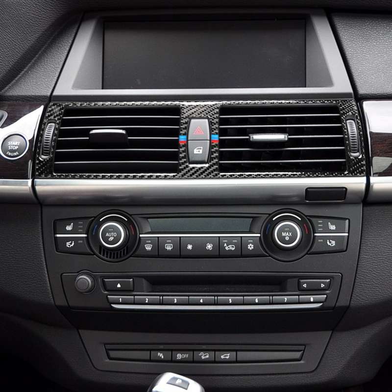Car Carbon Fiber Tricolor Middle Air Outlet Decorative Sticker for BMW E70 X5 / E71 X6 2008-2013, Le