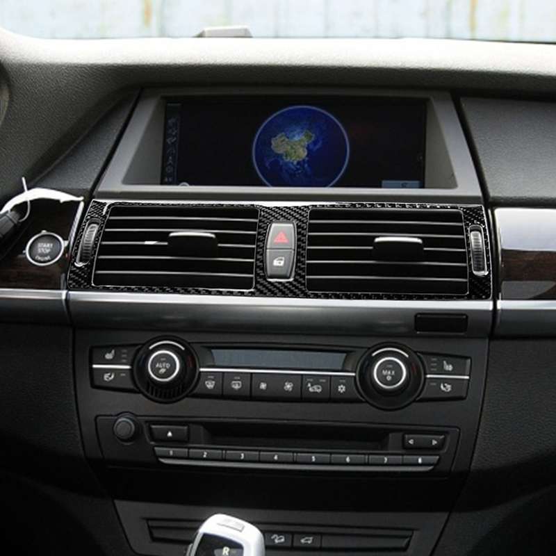 Car Carbon Fiber Solid Color Middle Air Outlet Decorative Sticker for BMW E70 X5 / E71 X6 2008-2013,