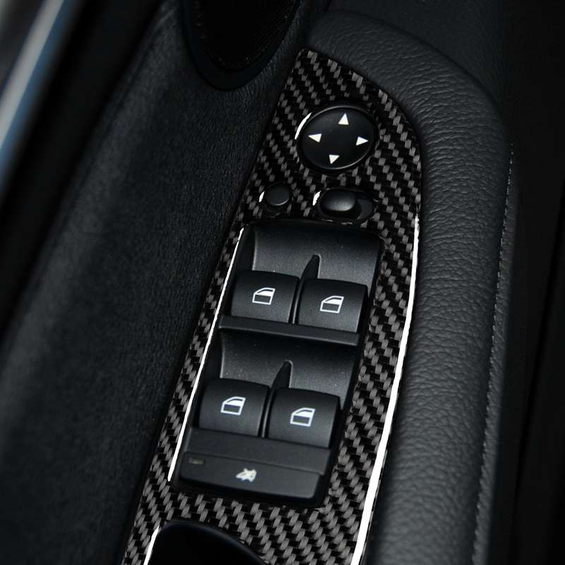 4 in 1 Car Carbon Fiber Solid Color Window Lift Switch Panel Decorative Sticker for BMW 2008-2013 X5
