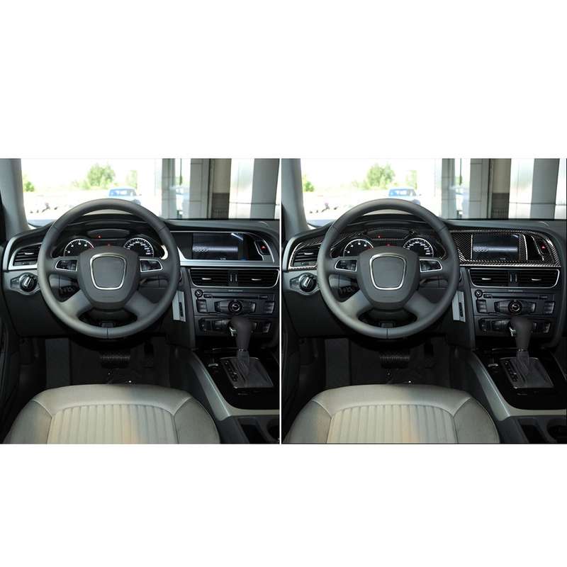 Car Carbon Fiber Dashboard Frame Decorative Sticker for Audi A4 2013-2014, Left Drive