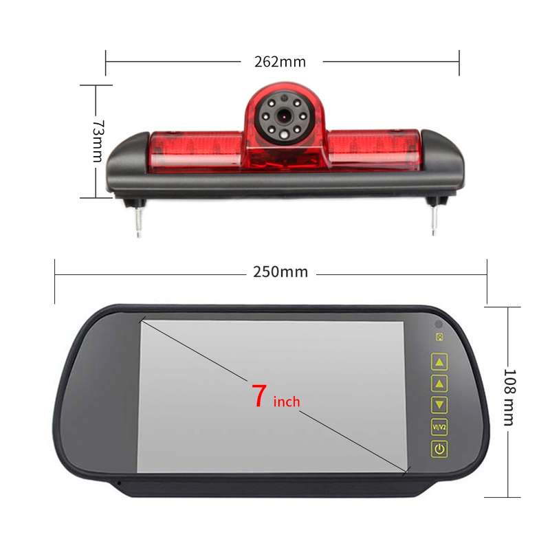 PZ460 Car Waterproof HD High Position Brake Light View Camera + 7 inch Rearview Monitor for Fiat / C