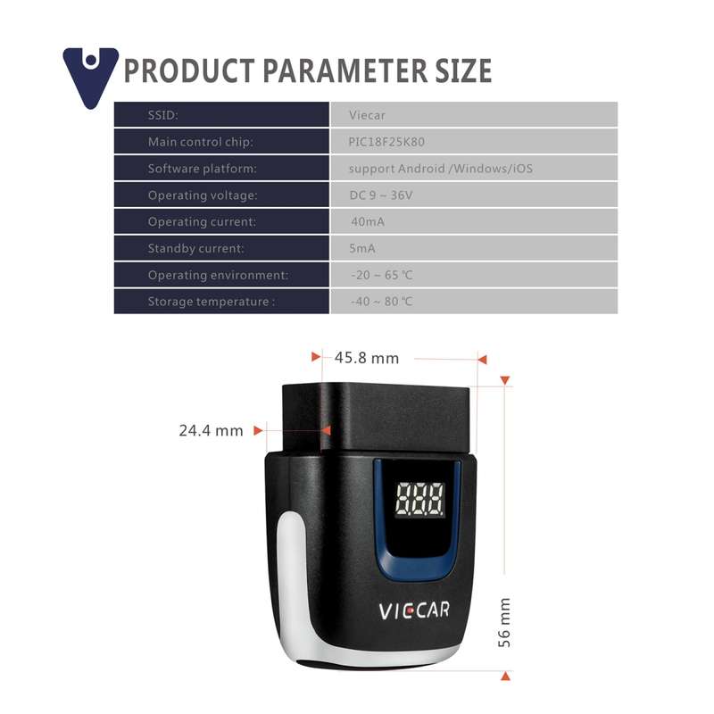 Viecar VP001 Car Mini OBD Fault Detector V2.2 Bluetooth Diagnostic Tool