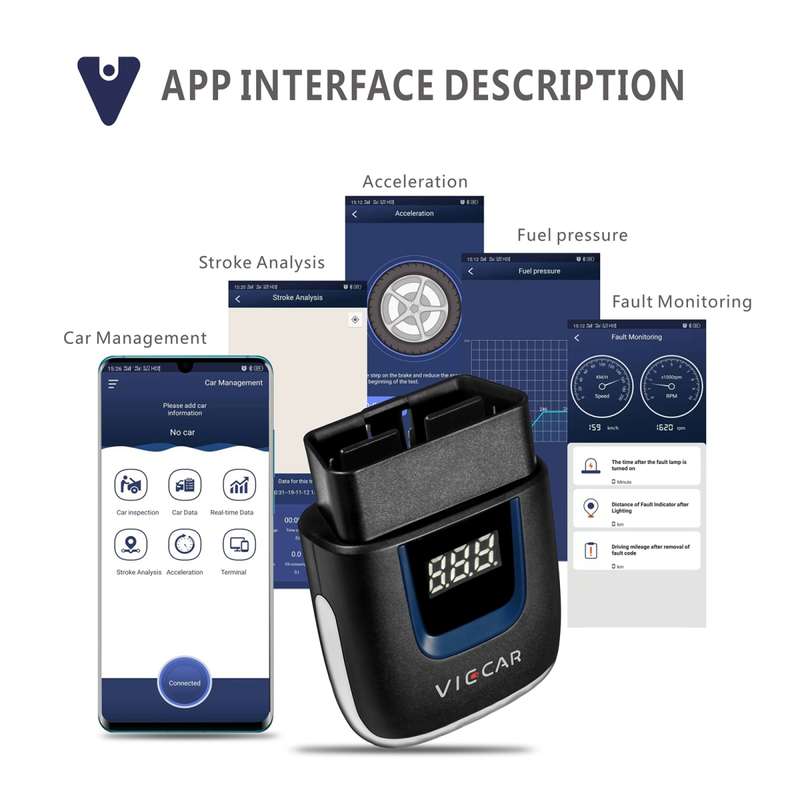 Viecar VP001 Car Mini OBD Fault Detector V2.2 Bluetooth Diagnostic Tool