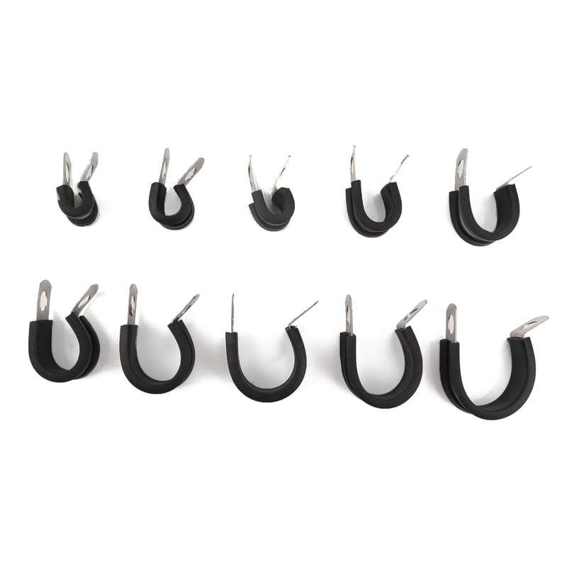 10 PCS Car Rubber Cushion Pipe Clamps Stainless Steel Clamps, Size: 13/8 inch (42mm)