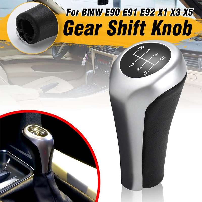 Car 6-speed Matte Silver Gear Shift Lever Knob for BMW