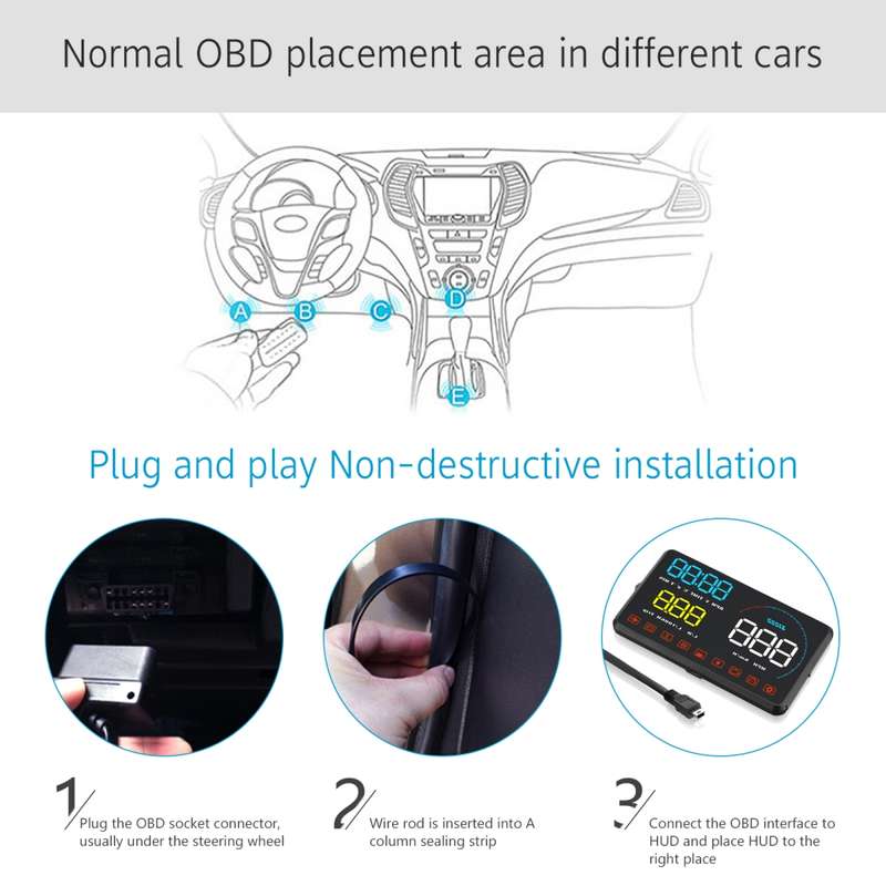 A9 5.5 inch Universal Car OBD2 HUD Vehicle-mounted Head Up Display (Blue)