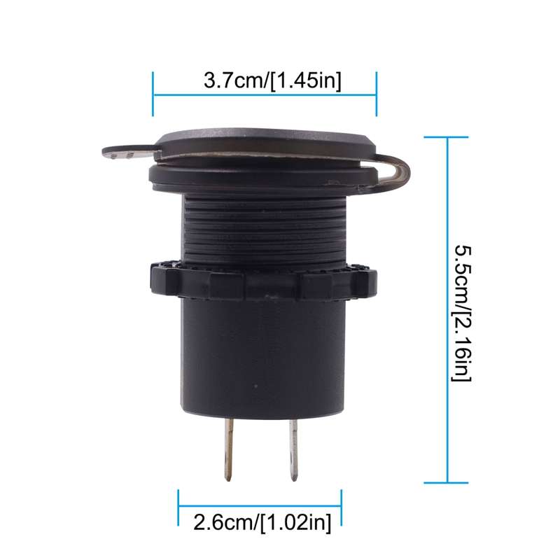Universal Car Single Port USB Charger Power Outlet Adapter 2.4A 5V IP66 with LED Digital Voltmeter +