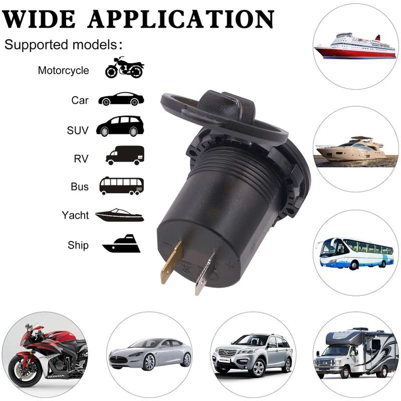 Universal Car Dual Port USB Charger Power Outlet Adapter 3.1A 5V IP66 with LED Digital Voltmeter + 6