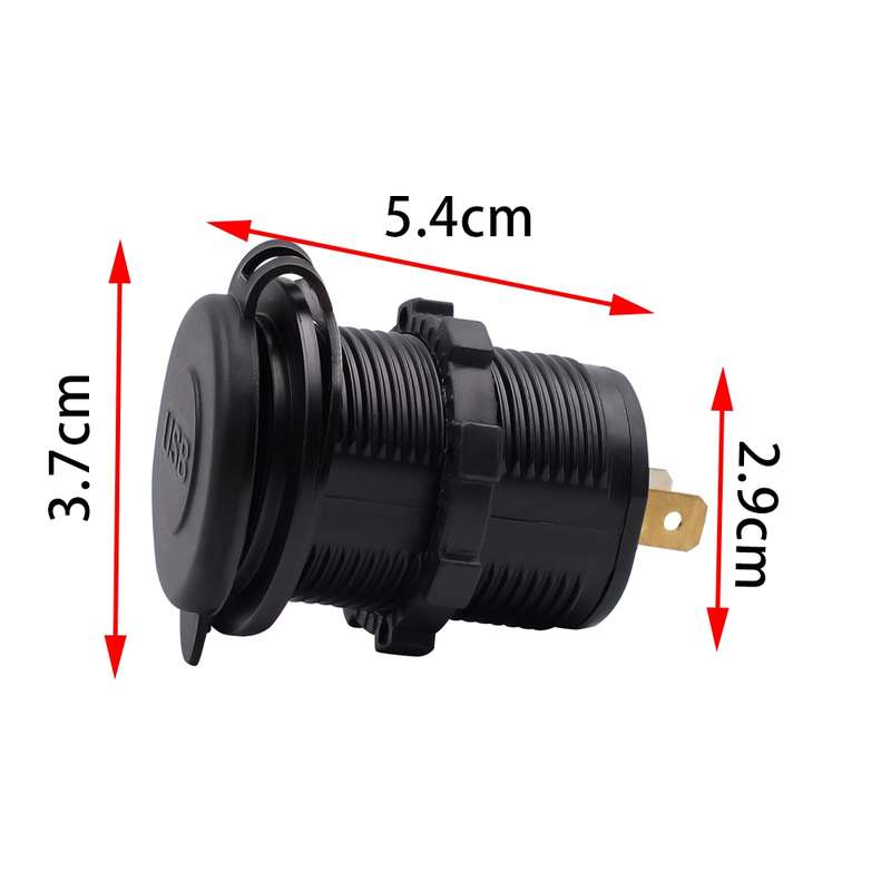 Universal Car Dual USB Charger Power Outlet Adapter 4.2A 5V IP66 with Aperture + 60cm Cable(Blue Lig