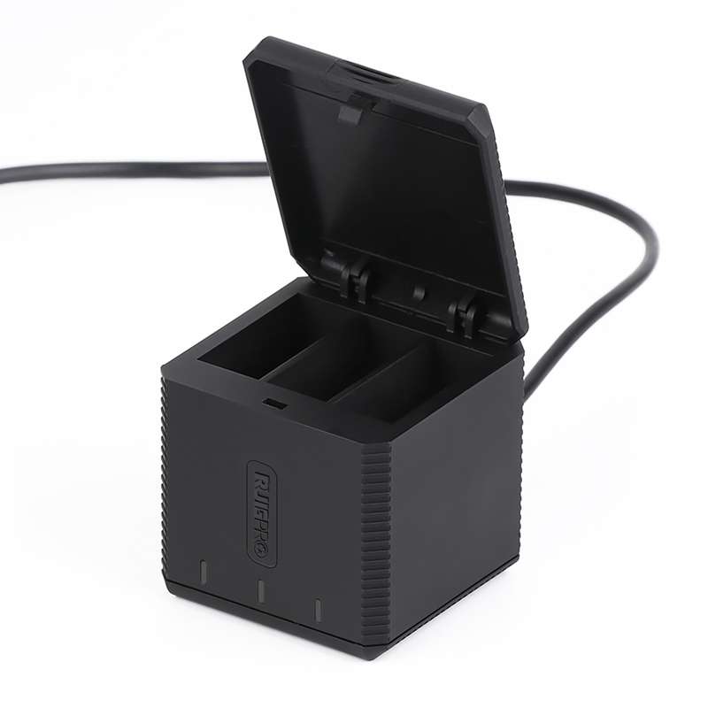 RUIGPRO USB Triple Batteries Housing Charger Box with Cable & Indicator Light for GoPro HERO9 Black