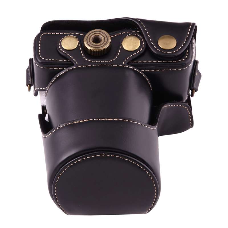 Full Body Camera PU Leather Case Bag with Strap for Canon EOS M10(Brown)