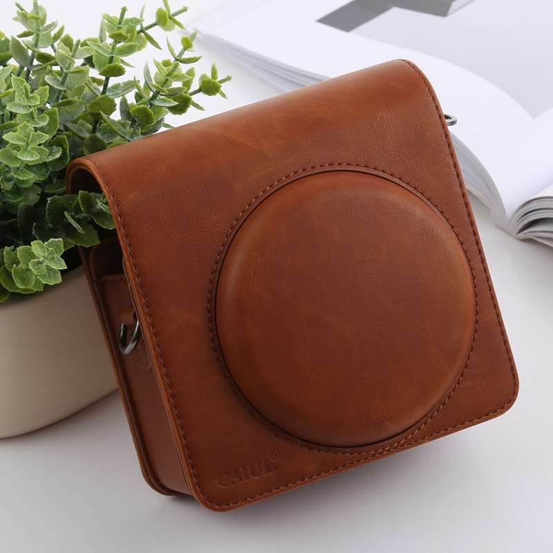 Retro Style Full Body Camera PU Leather Case Bag with Strap for FUJIFILM instax SQUARE SQ6 (Brown)