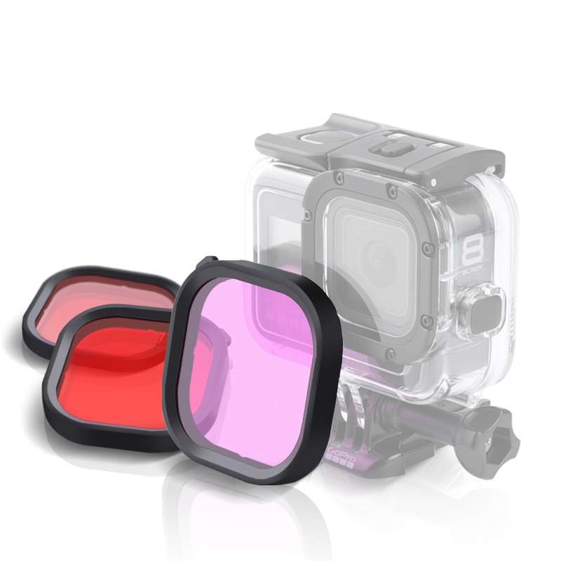 Pink Purple Red 3 Color Square Housing Diving Lens Filter Kits for GoPro HERO8 Black Original Waterp