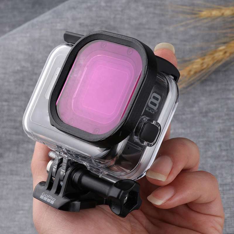 Square Housing Diving Color Lens Filter for GoPro HERO8 Black Original Waterproof Housing (Red)