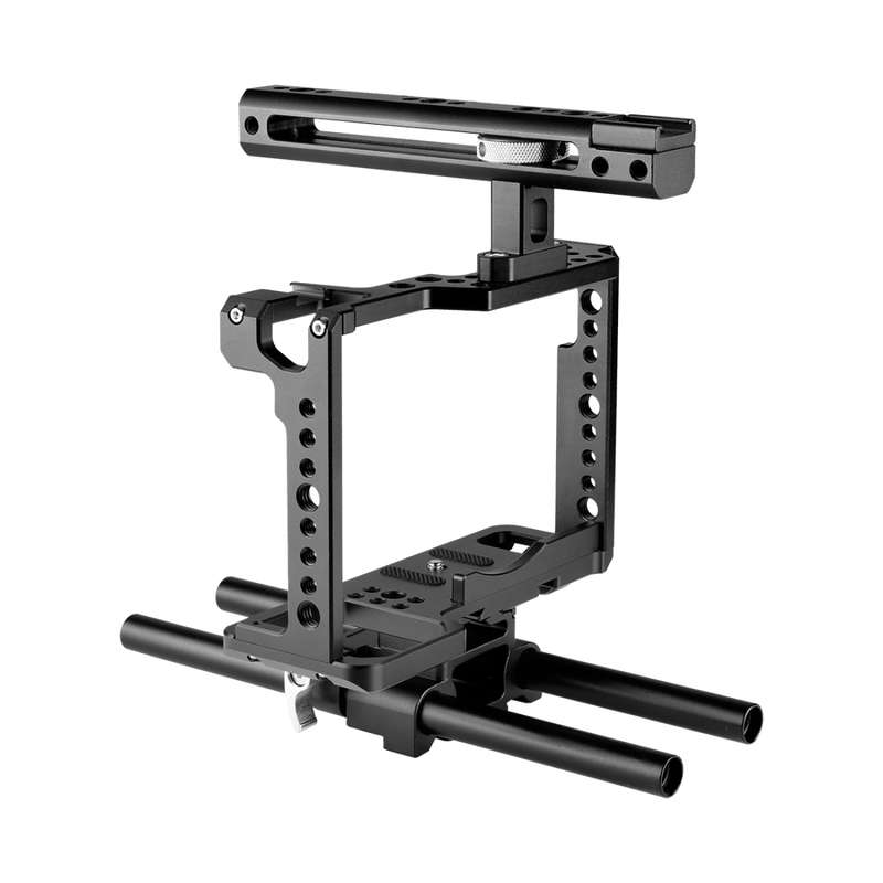 YELANGU C18 YLG0915A-C Video Camera Cage Stabilizer with Handle & Rail Rod Mount for Panasonic Lumix