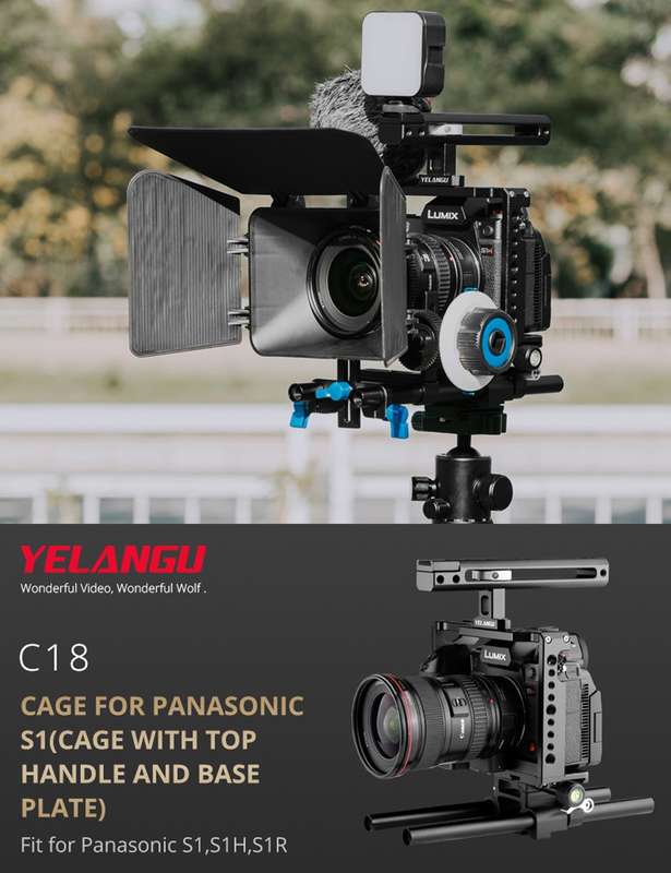 YELANGU C18 YLG0915A-C Video Camera Cage Stabilizer with Handle & Rail Rod Mount for Panasonic Lumix