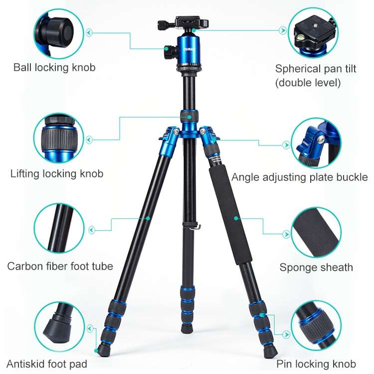 TRIOPO Oubao A-688 Adjustable Portable  Aluminum Alloy Tripod with Ball Head for SLR Camera