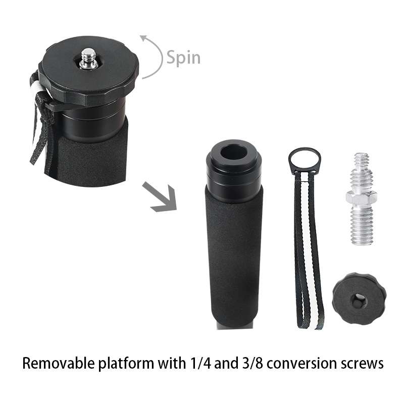 BEXIN P306C Portable Travel Outdoor DSLR Camera Carbon Fiber Monopod Holder (Black)