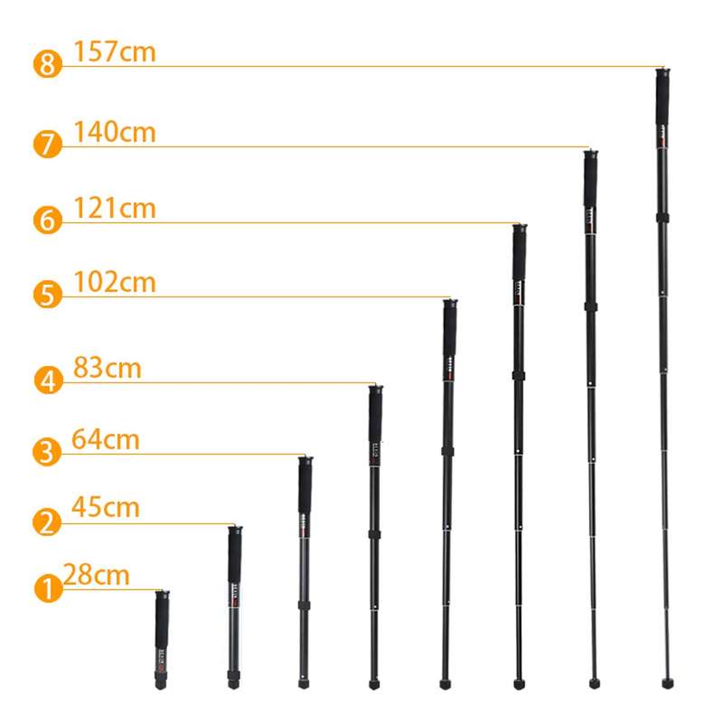 BEXIN P306C Portable Travel Outdoor DSLR Camera Carbon Fiber Monopod Holder (Black)