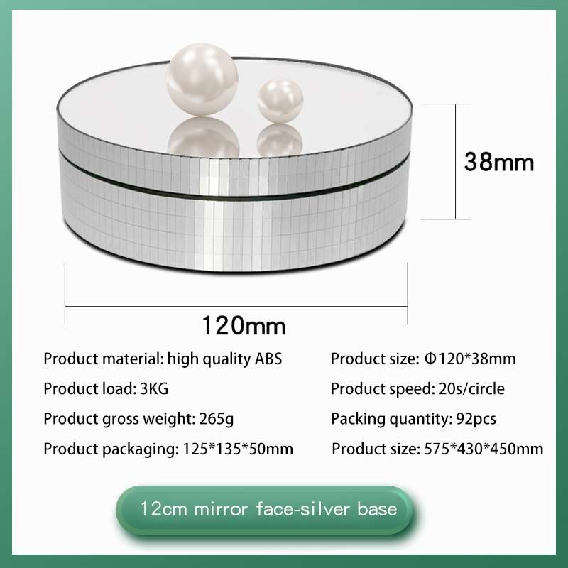 12cm 360 Degree Rotating Turntable Mirror Electric Display Stand Video Shooting Props Turntable, Loa
