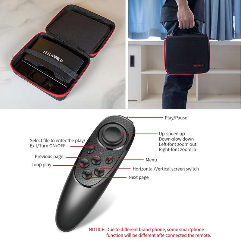FEELWORLD TP10 Portable 10-inch Folding Teleprompter with Remote Control Lens Adapter Ring For Below