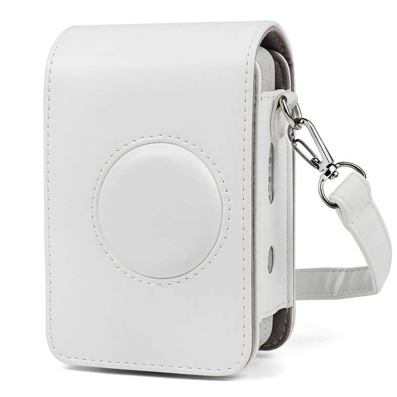 Full Body Camera Retro PU Leather Case Bag with Strap for FUJIFILM instax mini Liplay (White)