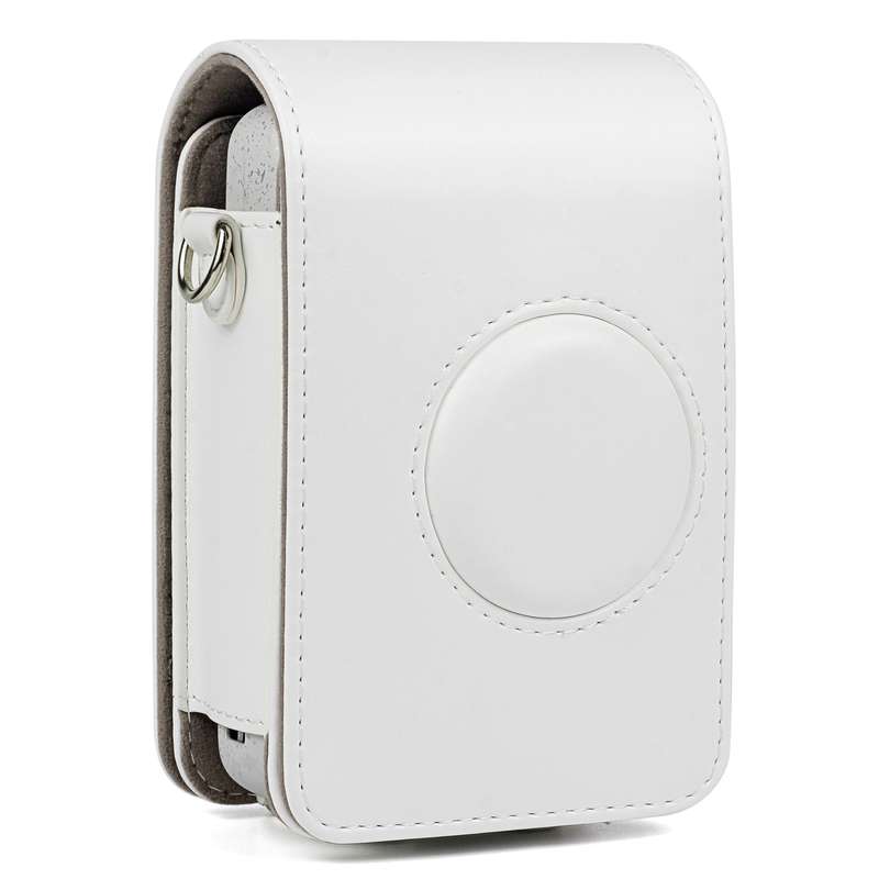 Full Body Camera Retro PU Leather Case Bag with Strap for FUJIFILM instax mini Liplay (White)
