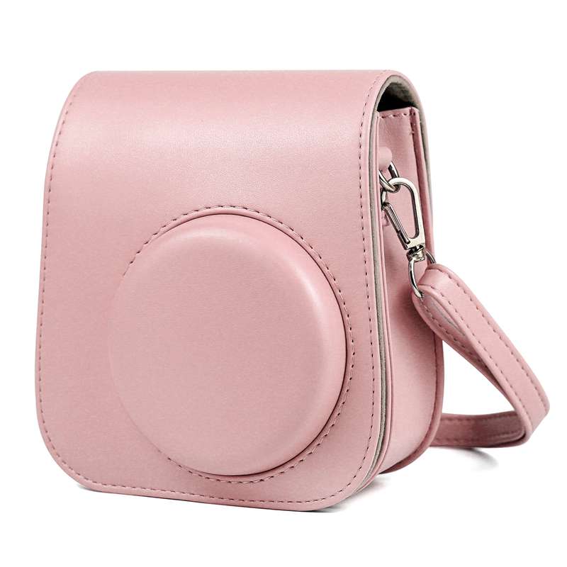 Solid Color Full Body Camera Leather Case Bag with Strap for FUJIFILM Instax mini 11 (White)