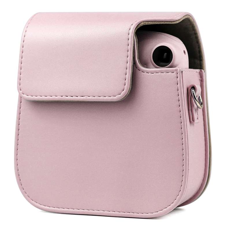Solid Color Full Body Camera Leather Case Bag with Strap for FUJIFILM Instax mini 11 (White)