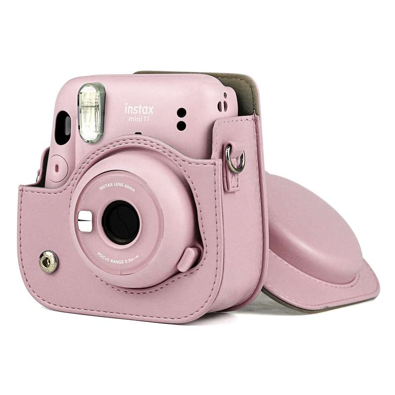 Solid Color Full Body Camera Leather Case Bag with Strap for FUJIFILM Instax mini 11 (White)