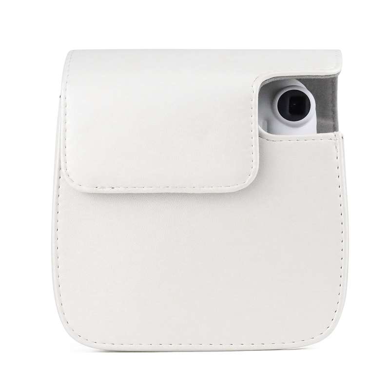 Solid Color Full Body Camera Leather Case Bag with Strap for FUJIFILM Instax mini 11 (White)