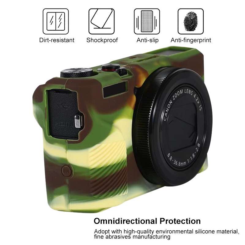 For Canon PowerShot G7 X Mark III / G7X III / G7X3 Soft Silicone Protective Case(Camouflage)