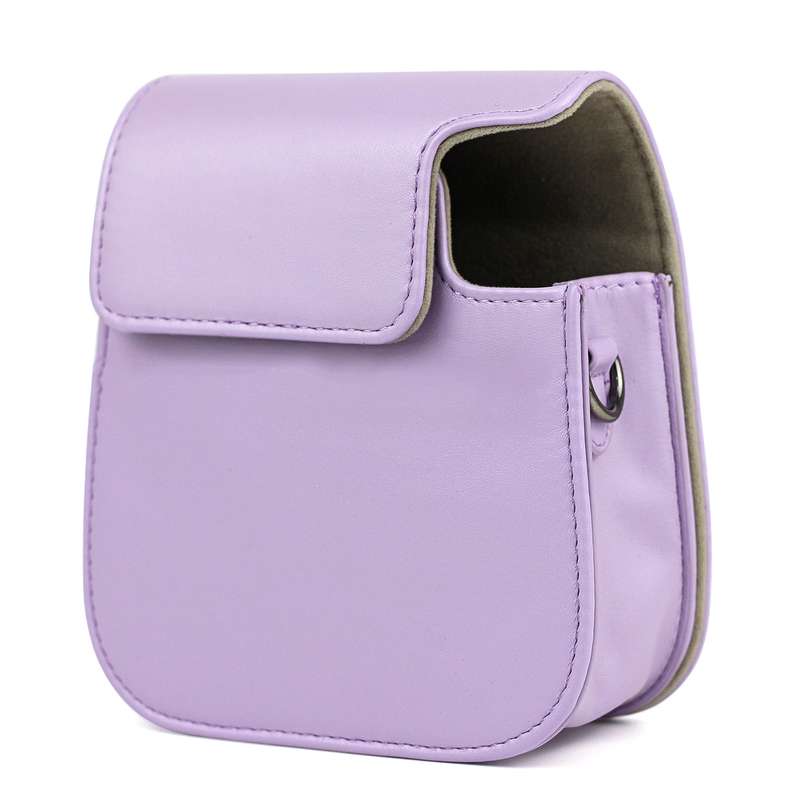 Leather Case Full Body Camera Bag with Shoulder Strap for FUJIFILM Instax mini 11 (Purple)