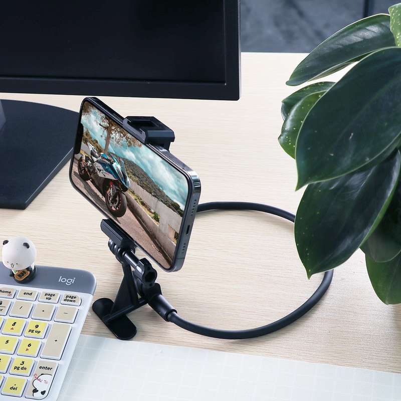 Hands Free Lazy Wearable Neck Phone Camera Holder, Extended Version(Black)
